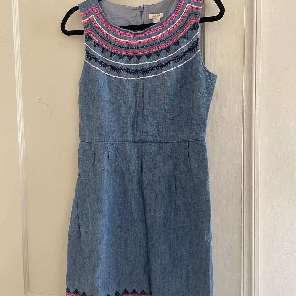 Woman Denim Dress with Pink Accents